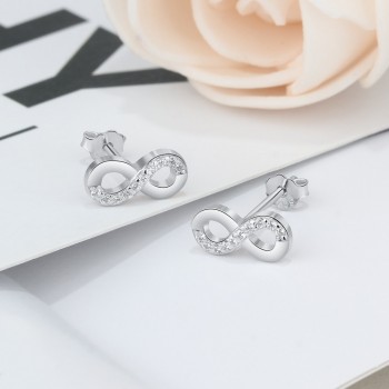 925 Sterling Silver Infinity Love Earrings for Women Number 8 Shape Cubic Zirconia Stud Earrings Anniversary Gift (Lam Hub Fong)