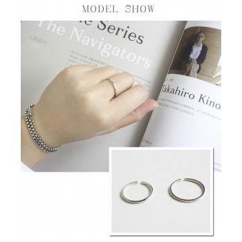 OLOEY Genuine 925 Sterling Silver Open Ring For Women Simple Line Female Adjustable Rings Fine Accessories Jewelry Gift YMR077