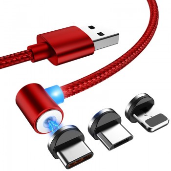 L TYPE Magnetic Charge Cable Micro USB Type C 8 Pin Cable to USB Cord For Mobile Phone 90 Degree Magnet Charger For iPhone X 8 7
