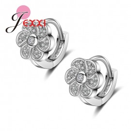 Jemmin Beautiful Flower Stud Earrings Women/Girls With Good Quality White Fashion 925 Sterling Silver Jewelry Party Decoration