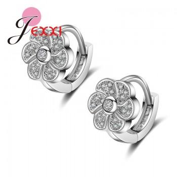 Jemmin Beautiful Flower Stud Earrings Women/Girls With Good Quality White Fashion 925 Sterling Silver Jewelry Party Decoration