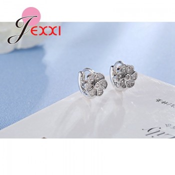 Jemmin Beautiful Flower Stud Earrings Women/Girls With Good Quality White Fashion 925 Sterling Silver Jewelry Party Decoration