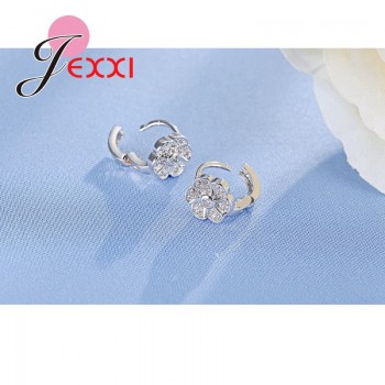 Jemmin Beautiful Flower Stud Earrings Women/Girls With Good Quality White Fashion 925 Sterling Silver Jewelry Party Decoration