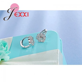 Jemmin Beautiful Flower Stud Earrings Women/Girls With Good Quality White Fashion 925 Sterling Silver Jewelry Party Decoration