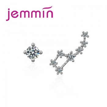 JEMMIN New Attractive 100% 925 Sterling Silver Small Cubic Zirconia Design Simple Fashion Glamour Constellation Female Earrings