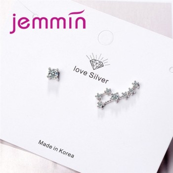 JEMMIN New Attractive 100% 925 Sterling Silver Small Cubic Zirconia Design Simple Fashion Glamour Constellation Female Earrings
