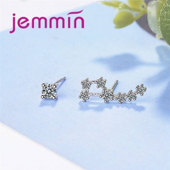 JEMMIN New Attractive 100% 925 Sterling Silver Small Cubic Zirconia Design Simple Fashion Glamour Constellation Female Earrings