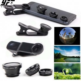 3 in 1 Fish Eye Mobile Lens Colored Fiaheye Lenses For Eyes Microscope Glasses Lentes for iPhone 5s xiaomi redmi note 4 pro