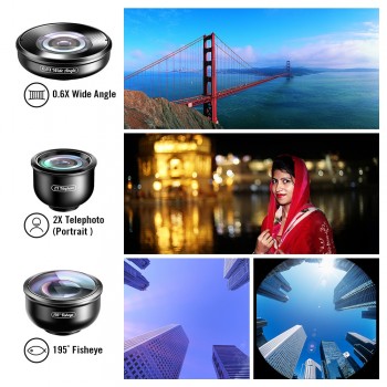 APEXEL 5in1 Mobile Phone Lens Kit Pro Photography HD Fisheye Super Wide Angle Macro Telescope Lens for Samsung iPhone Xs Mate