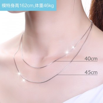 Martick Genuine 925 Sterling Silver Water-wave Chain For Woman 40cm/45cm Chain Necklace GSC1