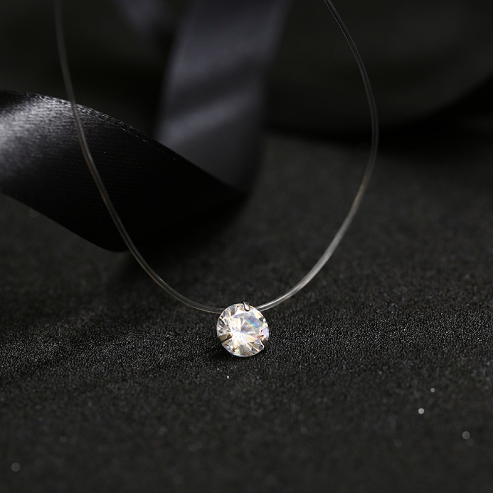 FYM 9 colors Dazzling Zircon Necklace Invisible Transparent Fishing Line Simple Pendant Necklace Jewelry for women party