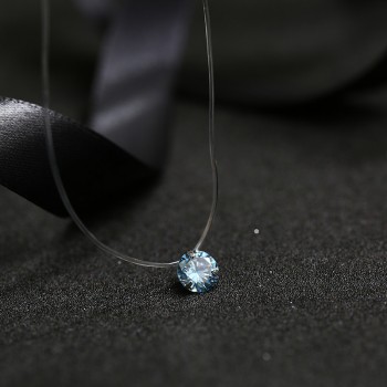 FYM 9 colors Dazzling Zircon Necklace Invisible Transparent Fishing Line Simple Pendant Necklace Jewelry for women party