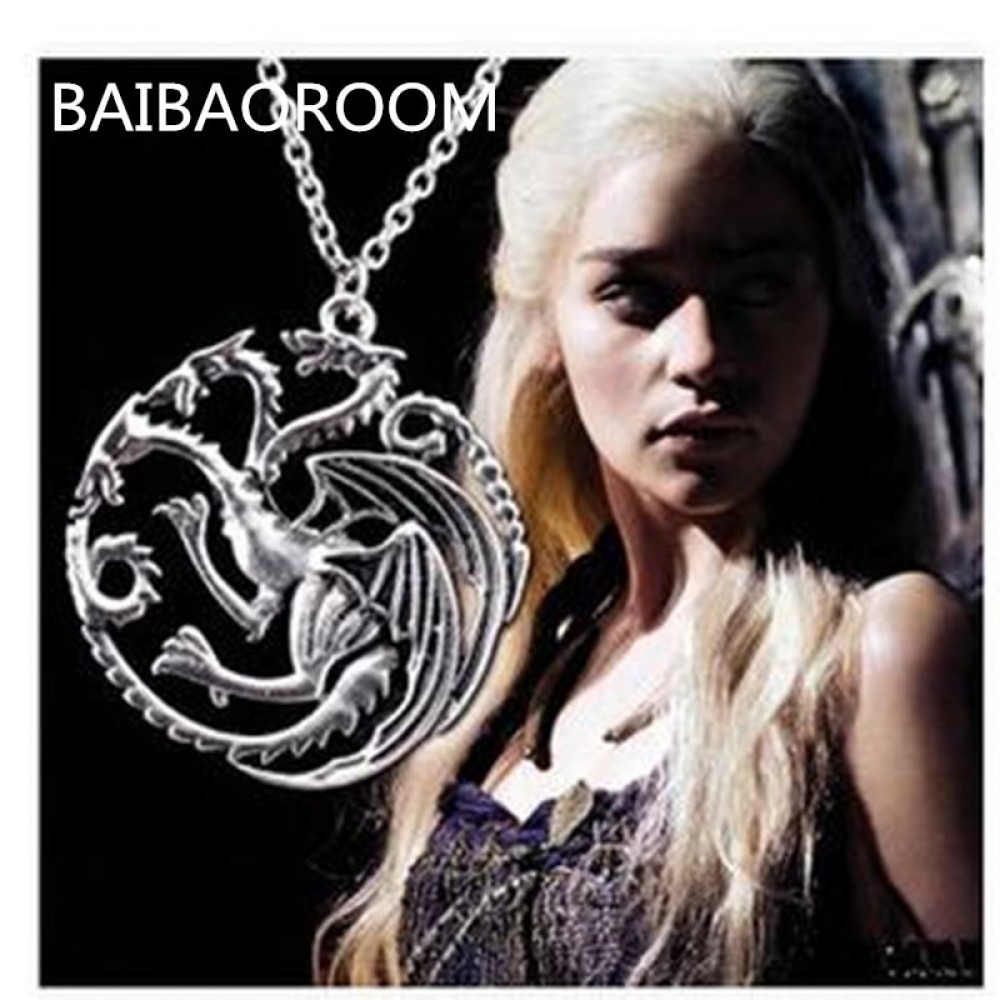 Valentines Day Gift The Song Of Ice And Fire Game Of Thrones Daenerys Targaryen Dragon Badge 56cm Chain Necklace