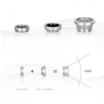 3in1 Clip-on Mobile Phone Camera Lens Kit 180 Degree Fisheye Lens + Wide Angle 0.67X Macro Universal External Lens for Cellphone