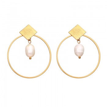17KM Vintage Irregular Freshwater Pearl Dangle Earrings For Women Brincos Geometric Drop Earring DIY Wedding Party Jewelry Gift