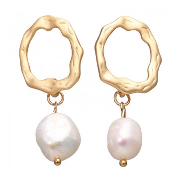 17KM Vintage Irregular Freshwater Pearl Dangle Earrings For Women Brincos Geometric Drop Earring DIY Wedding Party Jewelry Gift