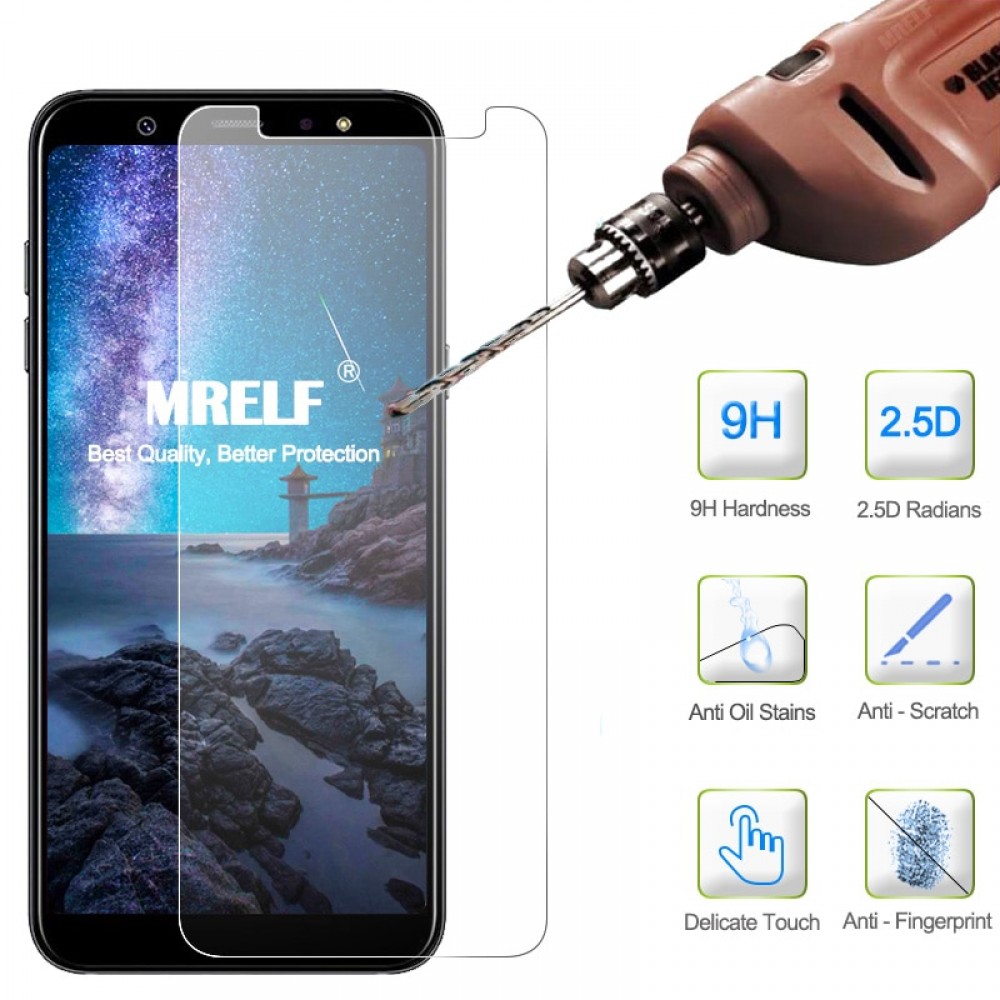 MRELF Tempered Glass for Samsung Galaxy A6 2018 Screen Protector on Phone Protective Glass for Samsung A6 + 2018 Tempered Glass
