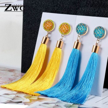 ZWC New Fashion Luxury Crystal Tassel Earrings for Women Girl Wedding Party Charm Elegant Red Long Earring Jewelry Gift