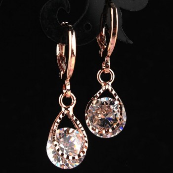 Trendy Water Drop CZ Crystal Earrings for Women Vintage Rose Gold Color Wedding Party Earrings Jewelry brinco feminino Gift