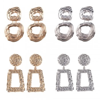 Best lady ZA Fashion Drop Earrings For Women Vintage Dangle Earrings Multicolored Metal Punk Style Geometric Jewelry Mashup