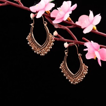 TopHanqi Indian Jewelry Metal Vintage Tassel Earrings 2018 Fashion Boho Antique Ethnic Silver Drop Earrings For Women Pendientes