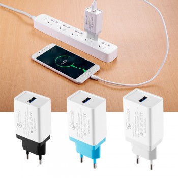 EU USB Charger Quick Charge 3.0 Fast Charger QC3.0 QC2.0 18W Portable Wall USB Power Adapter Charging for iPhone xiaomi samsung