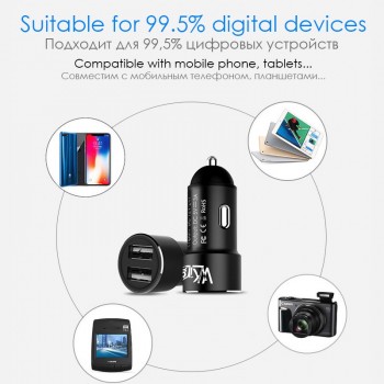 VVKing New Dual USB Car Charger Adapter 5V 3.0A Max For iPhone Xiaomi Samsung Huawei Mobile Phone 2 Port  USB Metal Car charger