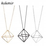 womens clothing accessories necklaces Three-dimensional quality hollow triangle geometry sweater necklace female long necklace