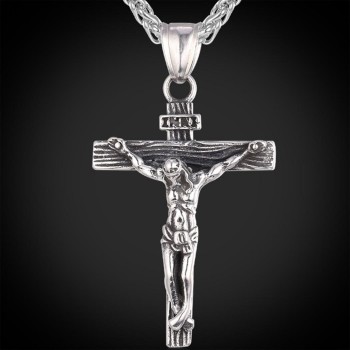 FANALA Alloy Necklaces Jesus Cross Pendant Necklace men jewelry 316 stainless steel floating locket charms Christian Crucifix
