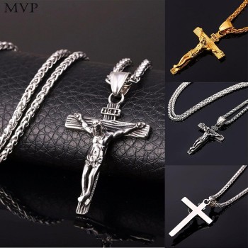 FANALA Alloy Necklaces Jesus Cross Pendant Necklace men jewelry 316 stainless steel floating locket charms Christian Crucifix