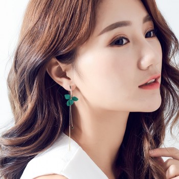 Trendy Flower Women Dangle Earrings Golden Big Circle Three Color Spray Paint Asymmetrical Earrings For Women Drops Earrings