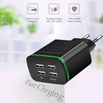 4 Ports USB Charger Smart Travel Fast Charging Adapter for iPad iPhone Samsung Xiaomi Universal Micro Type-C Quick Chargers