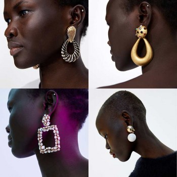 Dvacaman ZA Earrings Women Wedding Crystal Statement Earrings Bohemian Metal Dangle Drop Earrings Party Jewelry Gifts Wholesale
