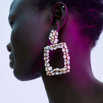 Dvacaman ZA Earrings Women Wedding Crystal Statement Earrings Bohemian Metal Dangle Drop Earrings Party Jewelry Gifts Wholesale