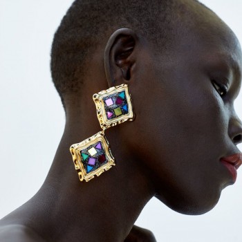 Dvacaman ZA Earrings Women Wedding Crystal Statement Earrings Bohemian Metal Dangle Drop Earrings Party Jewelry Gifts Wholesale