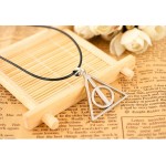 movie jewelry Europe necklace Luna Cinema Harry the Deathly Hallows triangle pendant silver bronze with leather chain charming