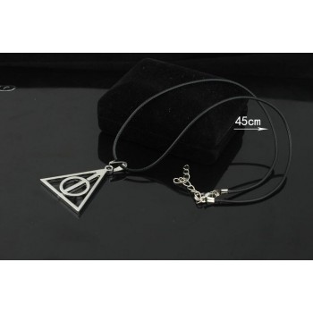 movie jewelry Europe necklace Luna Cinema Harry the Deathly Hallows triangle pendant silver bronze with leather chain charming