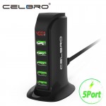 5 Port Multi USB Charger HUB LED Display USB Charging Station Dock Universal Mobile Phone Desktop Wall Home Chargers EU US Plug