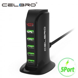 5 Port Multi USB Charger HUB LED Display USB Charging Station Dock Universal Mobile Phone Desktop Wall Home Chargers EU US Plug