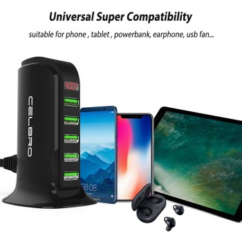 5 Port Multi USB Charger HUB LED Display USB Charging Station Dock Universal Mobile Phone Desktop Wall Home Chargers EU US Plug
