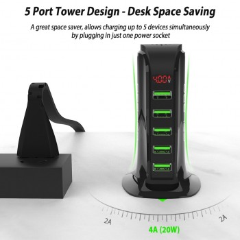 5 Port Multi USB Charger HUB LED Display USB Charging Station Dock Universal Mobile Phone Desktop Wall Home Chargers EU US Plug