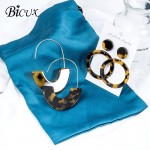 BICUX Korean Large Acrylic Gold Hanging Earrings for Women Fashion Statement Big Semi-circle Leopard Drop Earring 2019 Jewelry