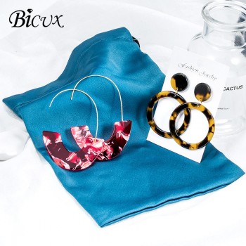BICUX Korean Large Acrylic Gold Hanging Earrings for Women Fashion Statement Big Semi-circle Leopard Drop Earring 2019 Jewelry