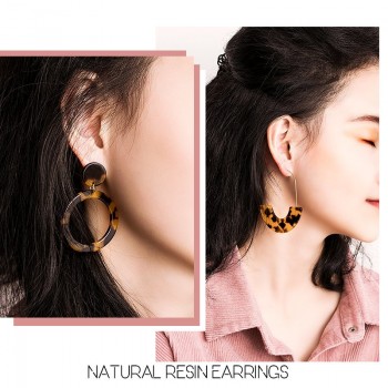 BICUX Korean Large Acrylic Gold Hanging Earrings for Women Fashion Statement Big Semi-circle Leopard Drop Earring 2019 Jewelry