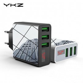 Usb charger 3 port LED Display amp; qc3.0 fast charger plug for iPhone Samsung Xiaomi Huawei Wall Travel EU Smart Desktop Chargers