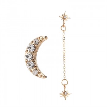 Timlee E305  New Fashion Sweet Lovely Star Moon Chain Rhinestone Alloy Drop Earring Personality Originality Jewelry wholesale