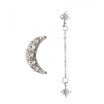 Timlee E305  New Fashion Sweet Lovely Star Moon Chain Rhinestone Alloy Drop Earring Personality Originality Jewelry wholesale