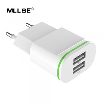 US EU Plug 2 Ports USB Charger with Cable 5V 2A Wall Adapter Mobile Phone Type-C Data Charging For iPhone iPad Samsung Xiaomi