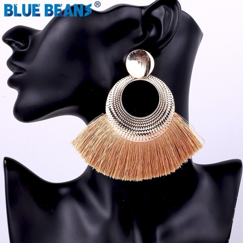 Tassel earrings bohemian statement luxury long earring handmade gifts for women geometric fringe fashion drop christmas big star