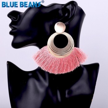 Tassel earrings bohemian statement luxury long earring handmade gifts for women geometric fringe fashion drop christmas big star